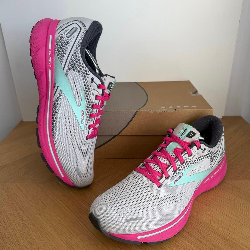 Brooks Ghost 14 Grey/Pink Women Running Sneakers- SZ 10.5